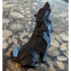 Geometrische Schwarze Wolf Cubismus Figur – Künstlerische Skulptur
