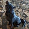 Geometrische Schwarze Wolf Cubismus Figur – Künstlerische Skulptur