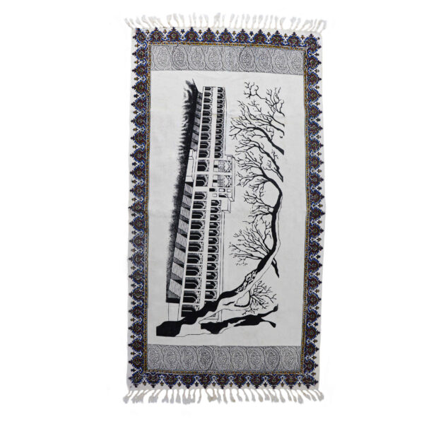 Islamische Gepolsterte Gebetsmatte Sajadah - Kalamkari Khajoo-Brücke in Grau