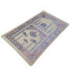 Islamische gepolsterte Gebetsmatte Sajadah aus Samt mit Minarett-Design in Creme und Blau