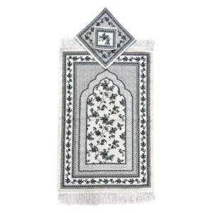 Islamische gepolsterte Gebetsmatte Samt-Sajadah mit Blumendesign in Grau