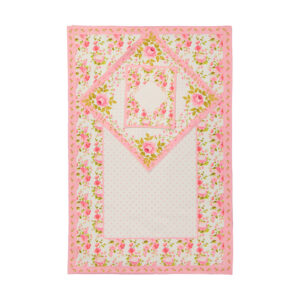 Islamische Gebetsmatte Samt-Sajadah mit rosa Blumendesign
