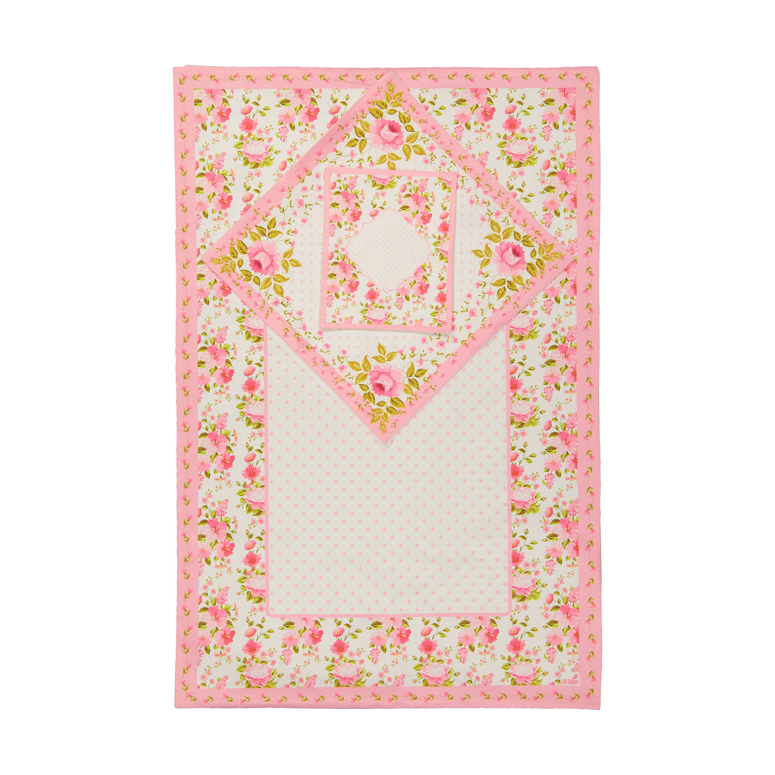 Islamische Gebetsmatte Samt-Sajadah mit rosa Blumendesign