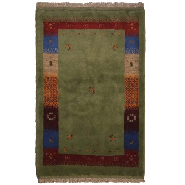 Persischer Gabbeh-Wollteppich handgewebt in Fars Kashkuli mit Rand