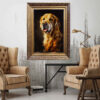 Handgeknüpfter persischer Bildteppich aus Tabriz, der einen Golden Retriever darstellt