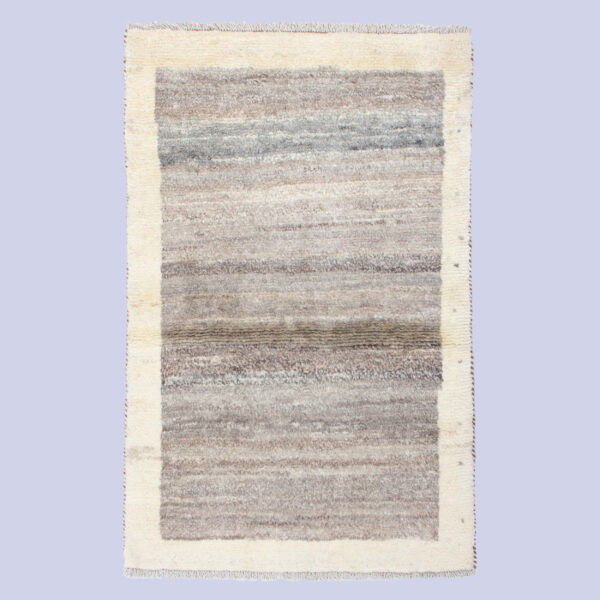 Echter persischer Gabbeh-Wollteppich handgewebt mit Rand braun