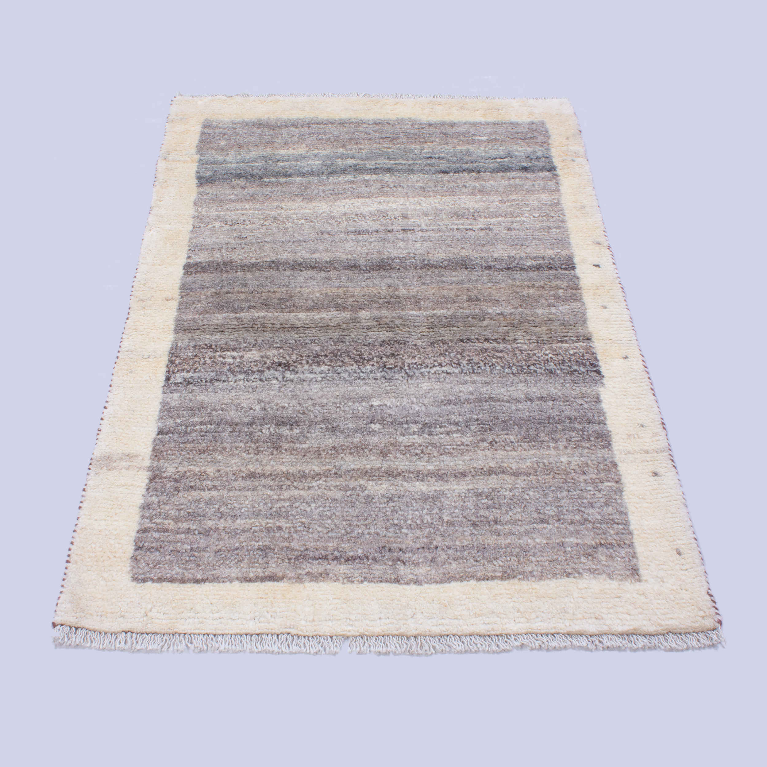 Echter persischer Gabbeh-Wollteppich handgewebt mit Rand braun