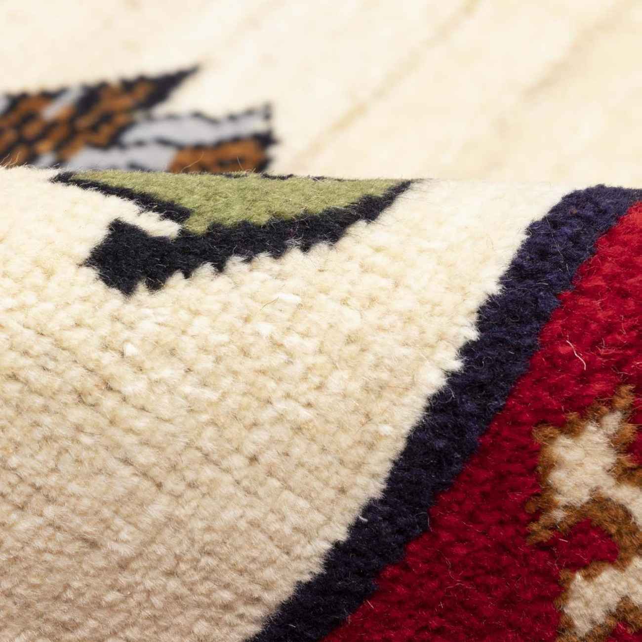 Persischer Gabbeh-Wollteppich handgewebt in Fars Vögel & Blumen