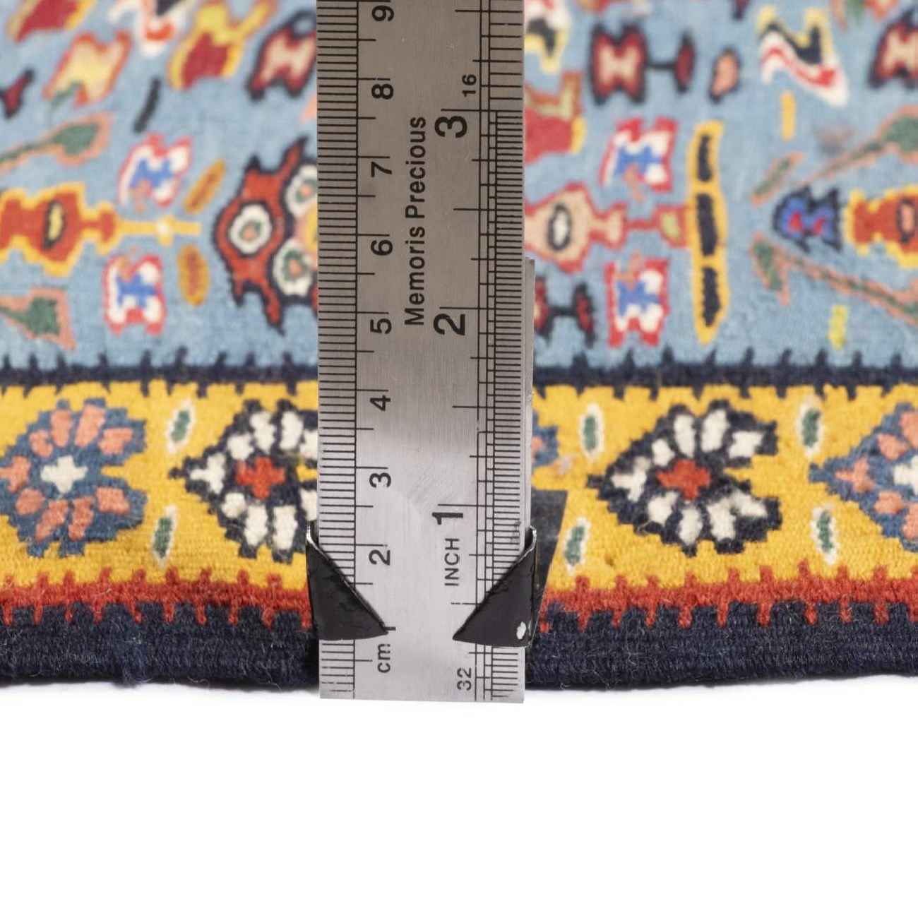 Echtheitszertifikat für persischen Woll Kelim Läufer Teppich handgewebt in Sanandaj blau