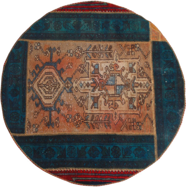 Vintage persischer handgeknüpfter Patchwork-Teppich braun & grün