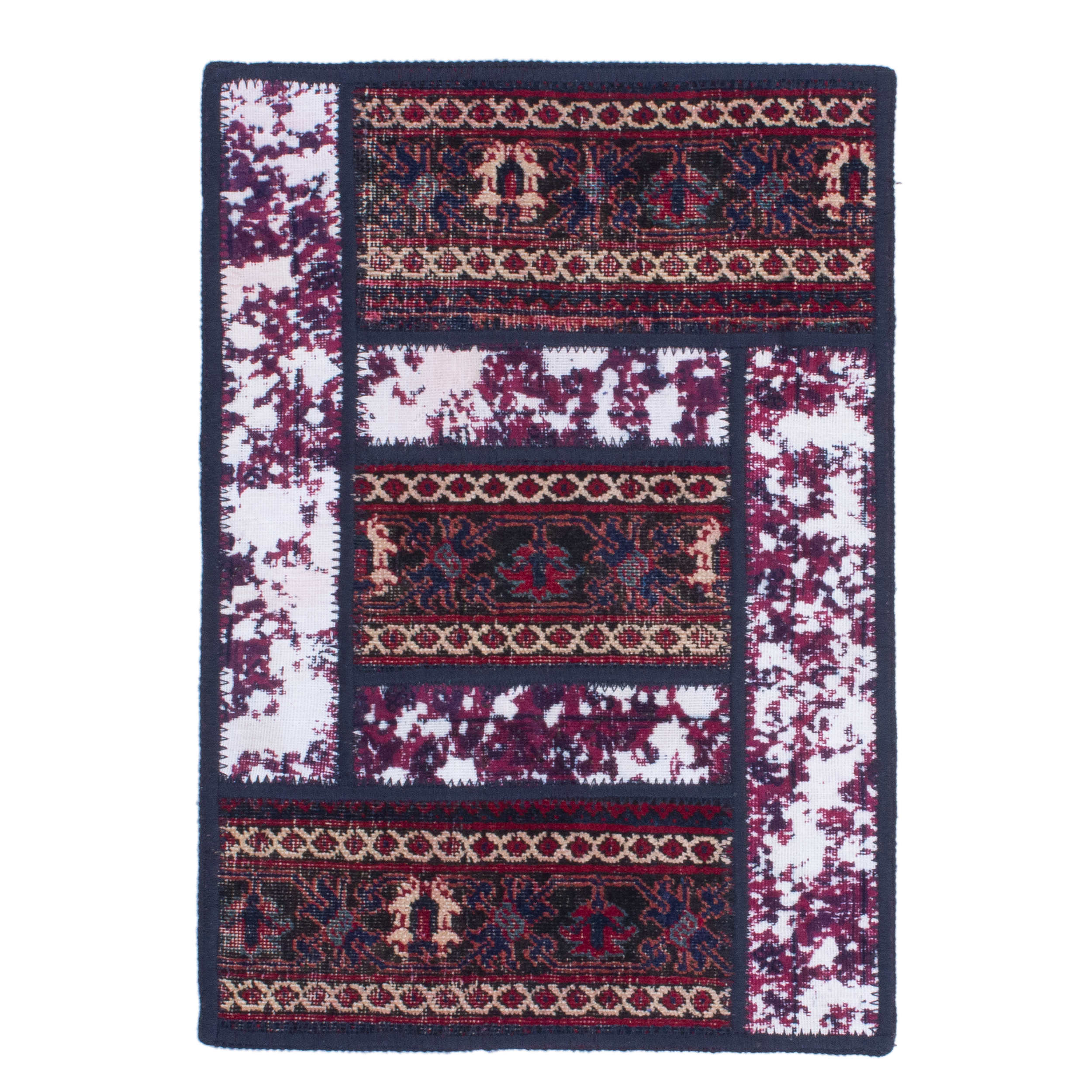 Vintage persischer handgeknüpfter Patchwork-Teppich scharlachrot