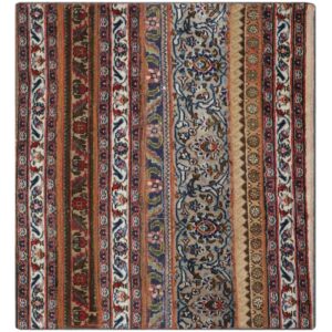 Vintage persischer handgeknüpfter Patchwork-Teppich gestreift braun