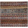 Vintage persischer handgeknüpfter Patchwork-Teppich gestreift braun