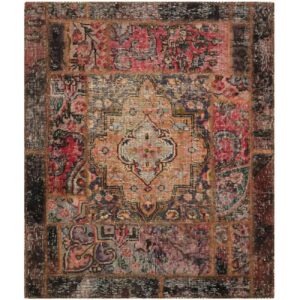 Vintage persischer handgeknüpfter Patchwork-Teppich Tabriz orange