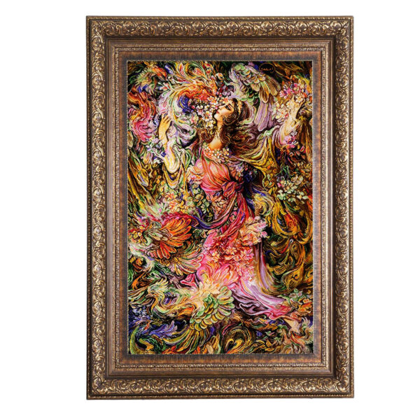 Handgeknüpfter persischer Wandteppich aus Tabriz, der eine Miniatur darstellt