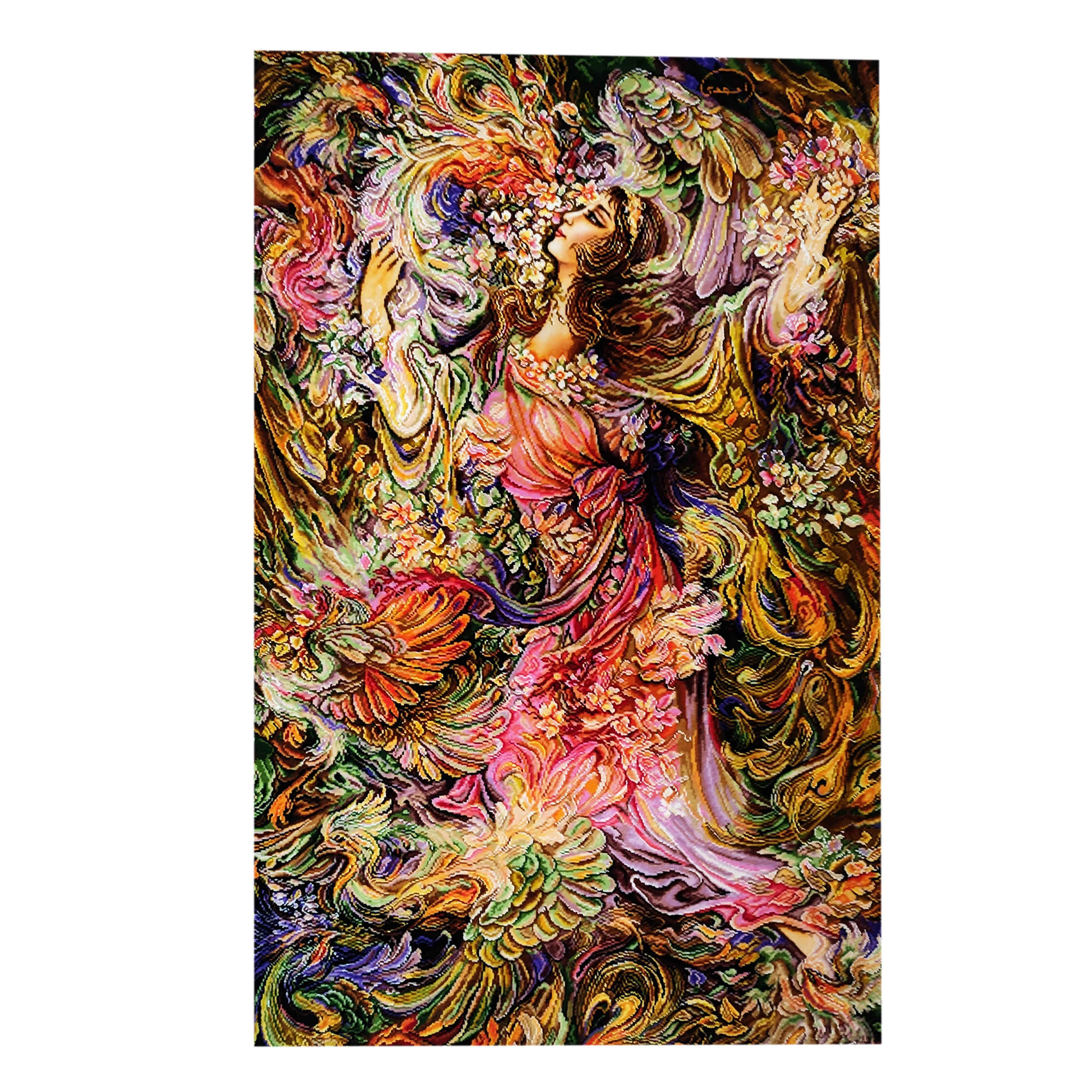 Handgeknüpfter persischer Wandteppich aus Tabriz, der eine Miniatur darstellt