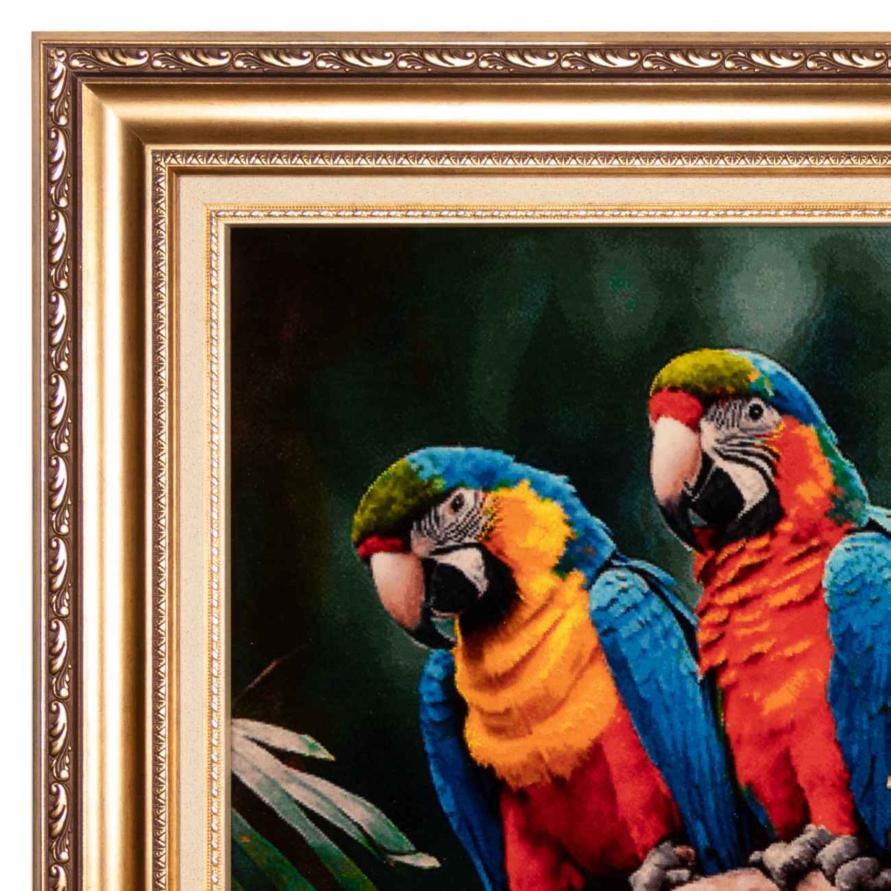 Handgeknüpfter persischer Bildteppich aus Tabriz, der Papageien darstellt