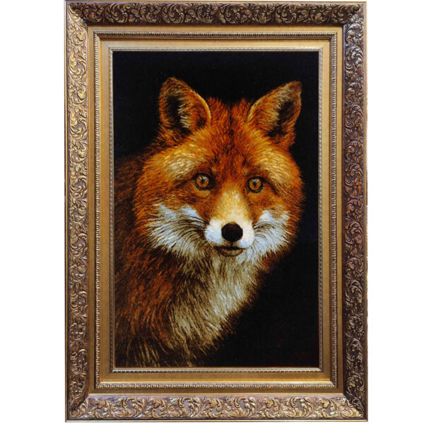 Handgeknüpfter persischer Bildteppich aus Tabriz, der einen roten Fuchs darstellt