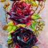 Handgeknüpfter persischer Bildteppich aus Tabriz, der Rosenblumen darstellt