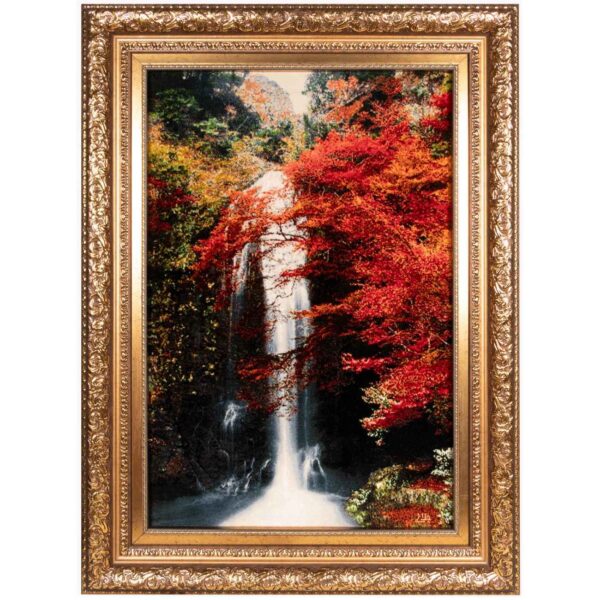 Handgeknüpfter persischer Bildteppich aus Tabriz, der einen Wasserfall darstellt