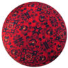 Traditioneller roter persischer Hocker mit Holzbeinen und Samtstoff, Artemis