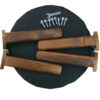 Traditioneller roter persischer Hocker mit Holzbeinen und Samtstoff, Artemis