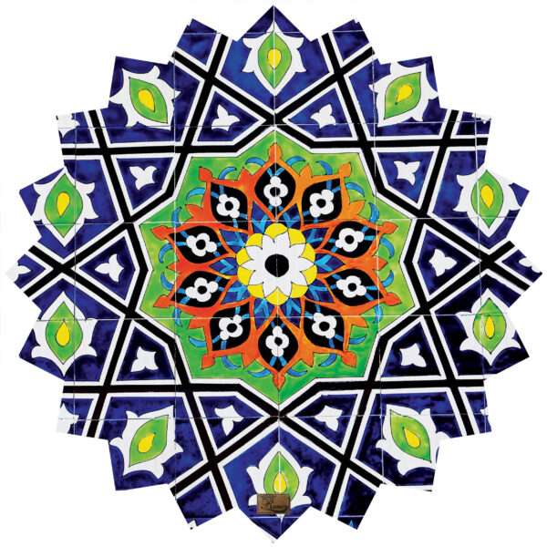 Persische Samttischdecke mit Mosaikfliesen Design Blau