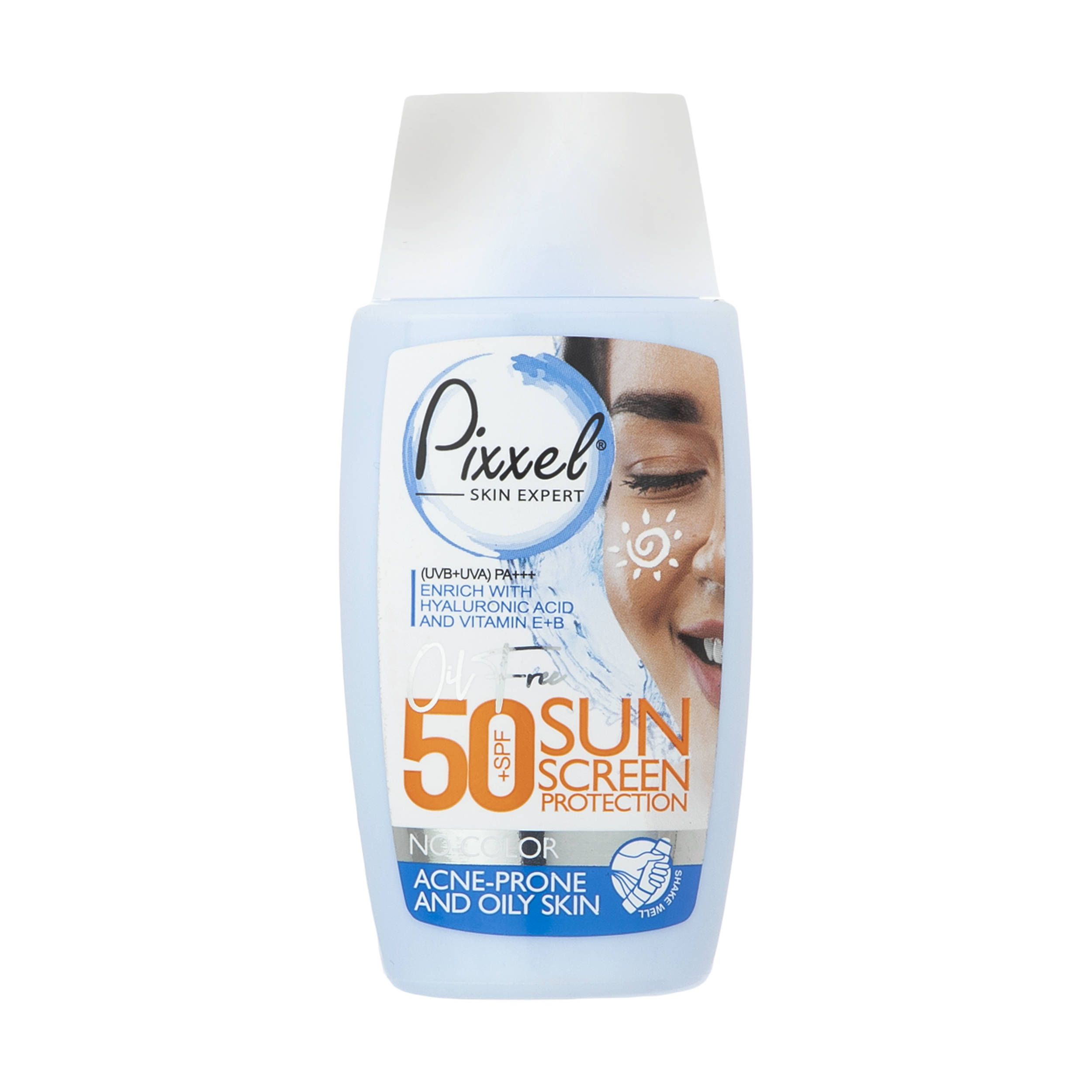Pixxel Farbloser Sonnenschutz SPF50 für fettige und zu Akne neigende Haut