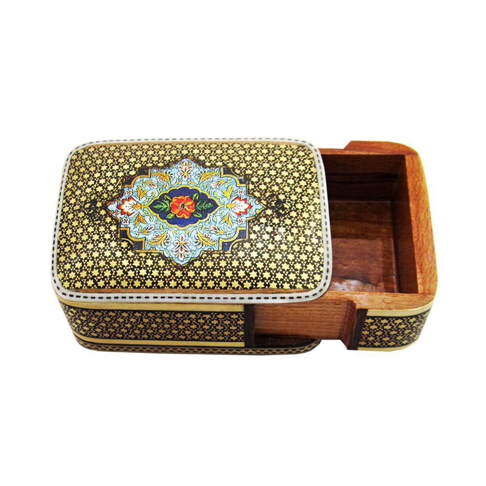 Persische Holz-Spielkarten-Aufbewahrungsbox – Khatam Emaille Magnetverschluss