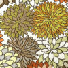 Runder Hocker mit Blumenmuster, grün, mit Holzbeinen