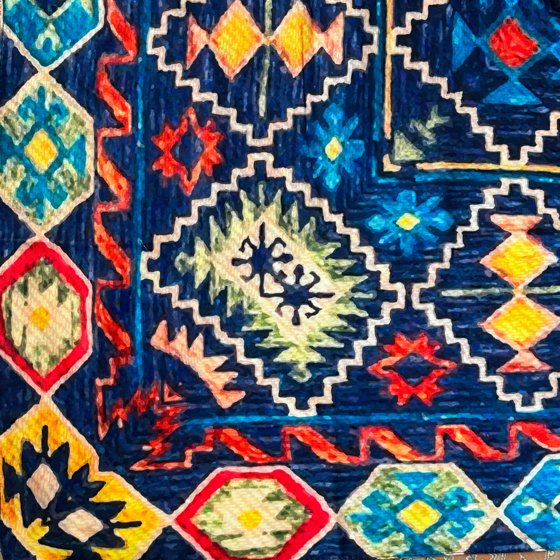 Traditioneller Schal für Damen – Kilim-Muster, Dunkelblau