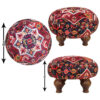 Traditioneller roter persischer Hocker mit Holzbeinen und Samtstoff