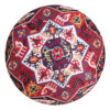 Traditioneller roter persischer Hocker mit Holzbeinen und Samtstoff