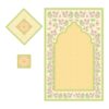 Islamische Gebetsmatte aus Samt Janamaz für Muslime mit gelbem Blumendesign