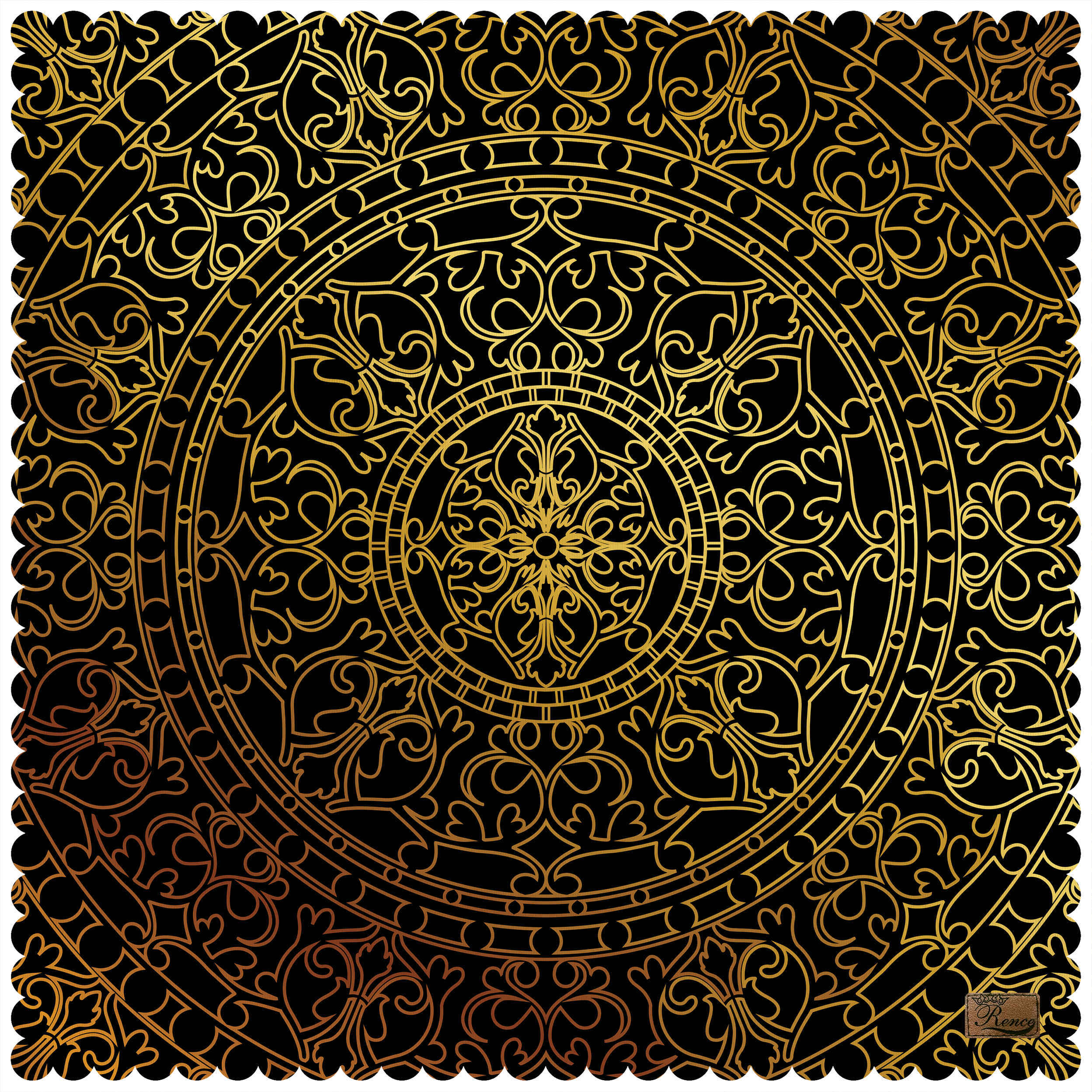 Samttischdecke Persische Eleganz Mandala Gold & Schwarz