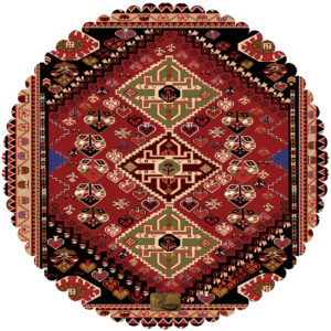 Samttischdecke Persische Eleganz Rund mit Tribal Design Rot