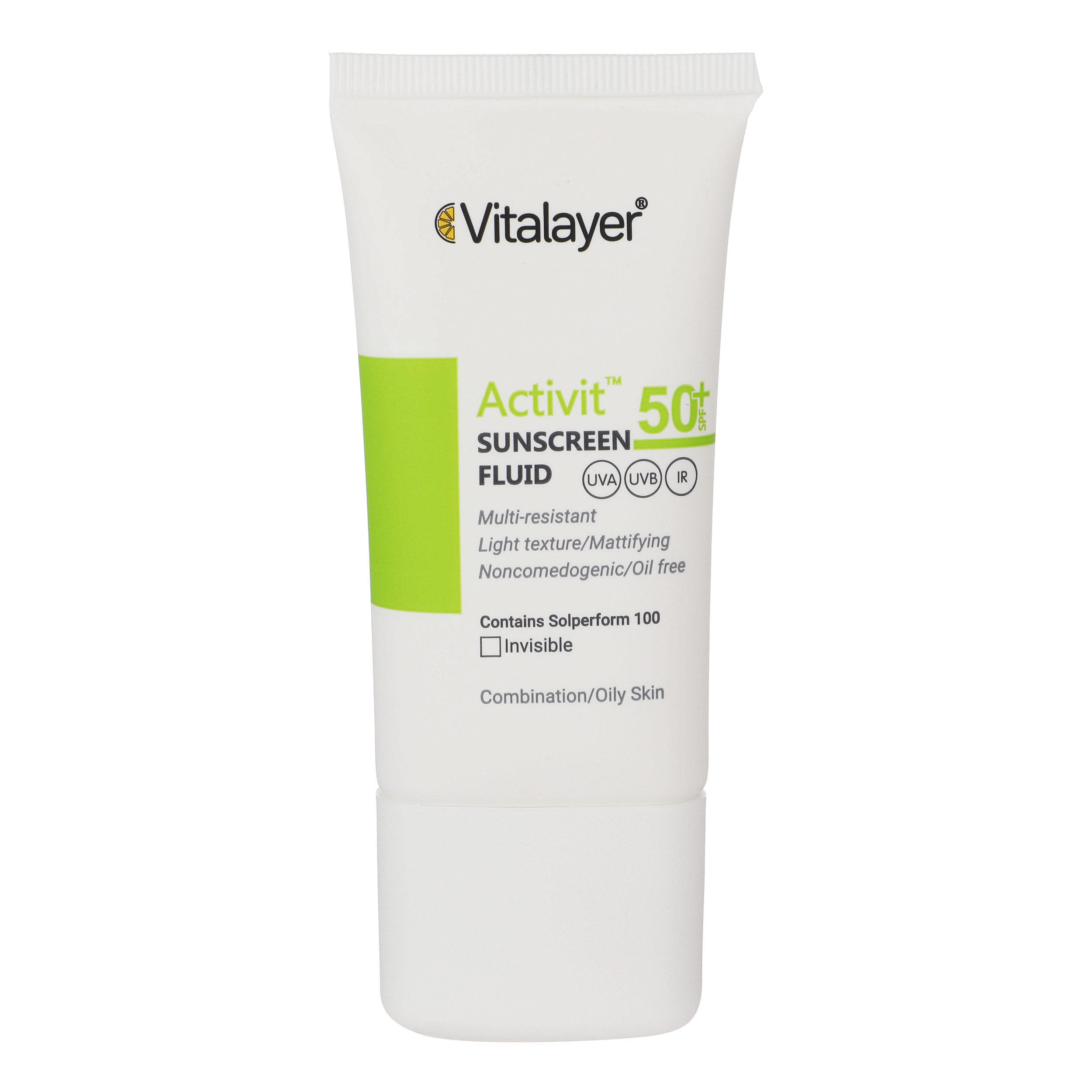 Vitalayer farbloser Sonnenschutz-Fluid SPF 50 – für Mischhaut und fettige Haut