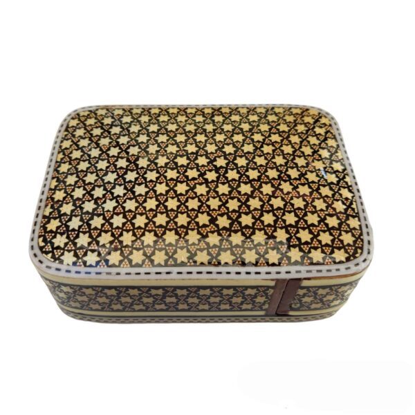 Persische Holz-Spielkarten-Aufbewahrungsbox - Khatam Emaille Sterne
