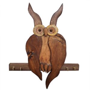 Dekorativer & handgefertigter Wand-Schlüsselhalter mit Langohreulen-Design für den Eingangsbereich