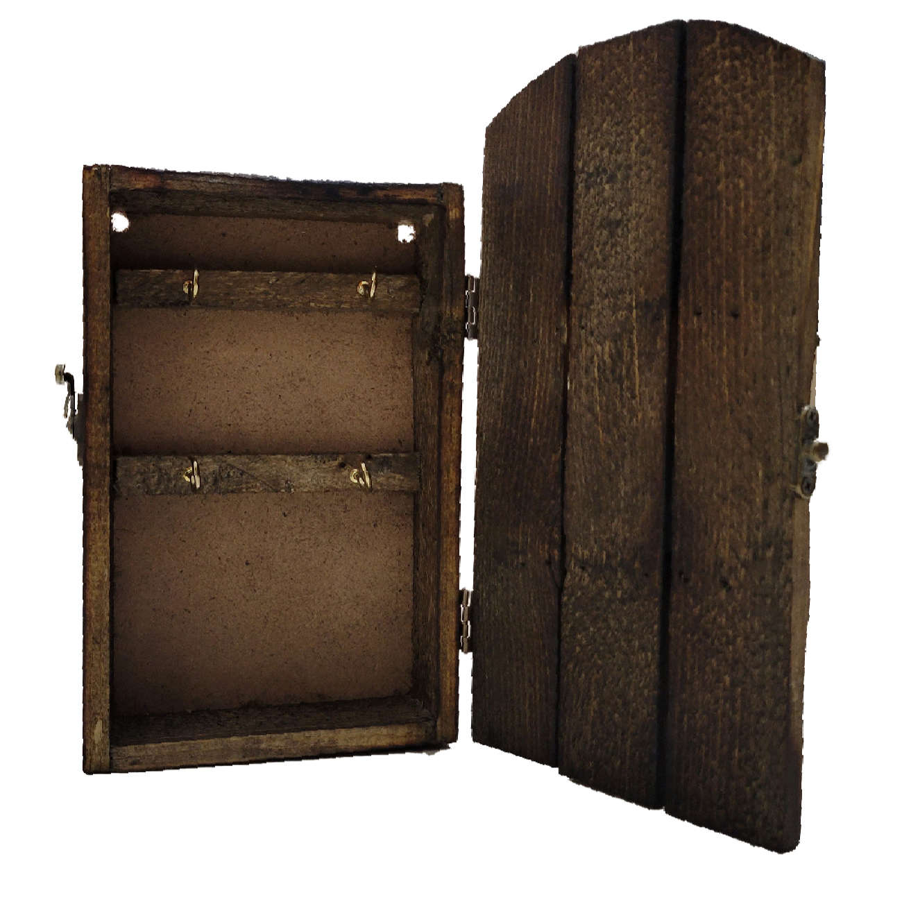 Handgefertigter persischer Holz-Wand-Schlüsselhalter im Stil einer alten Haustür