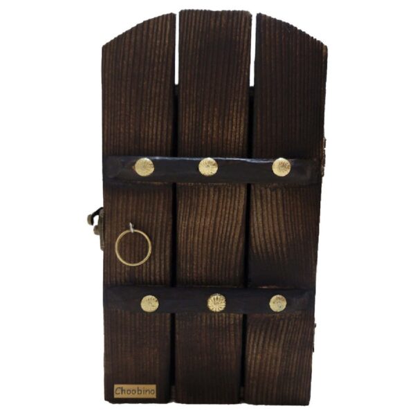 Handgefertigter persischer Holz-Wand-Schlüsselhalter im Stil einer alten Haustür