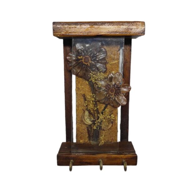 Dekorativer & handgefertigter Wand-Schlüsselhalter mit Blumen- & Glas-Design