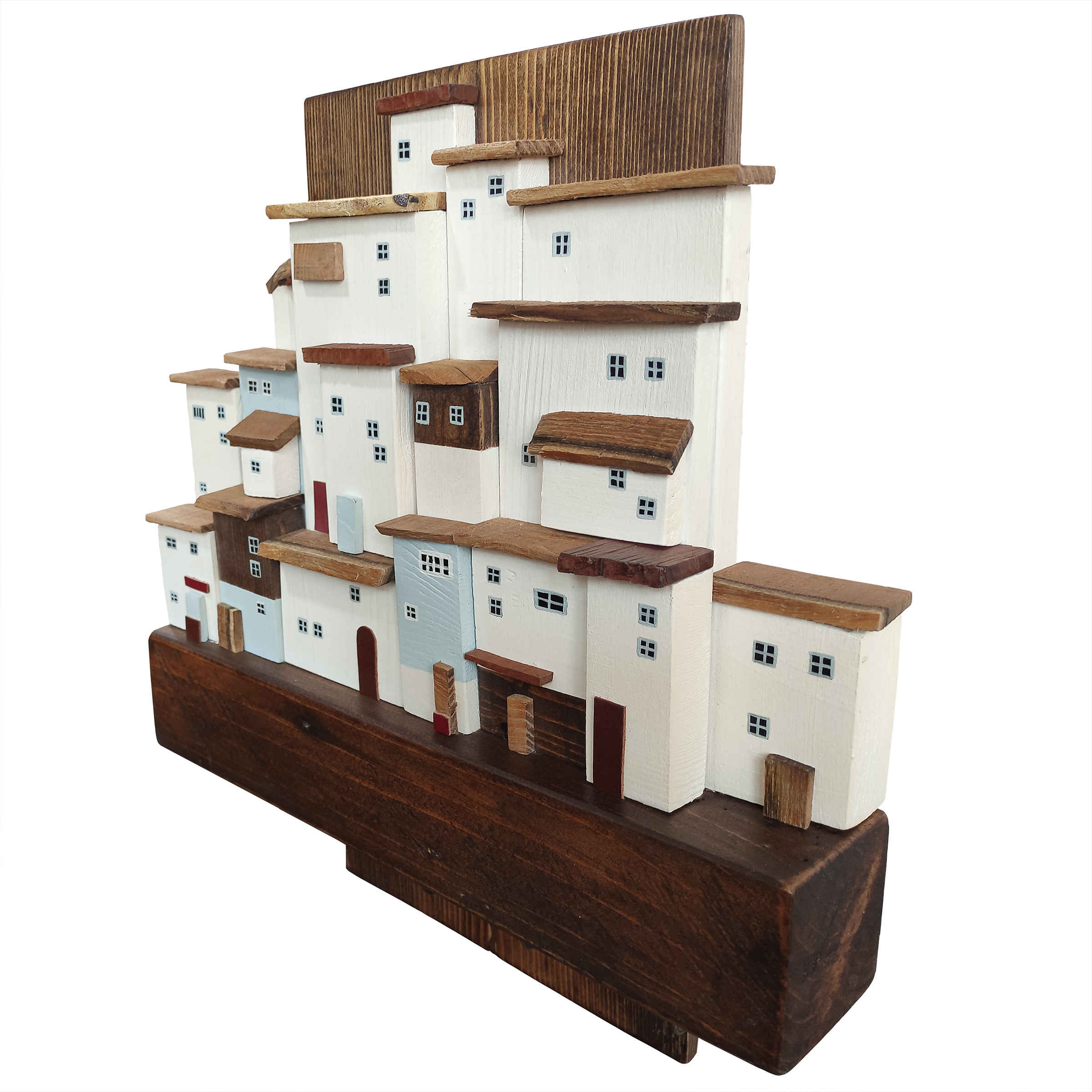 Dekorativer & handgefertigter Wand-Schlüsselhalter mit Dorflandschaft