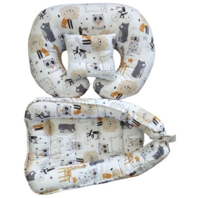 3-teiliges Baumwoll Baby Nest Set mit Tier Design