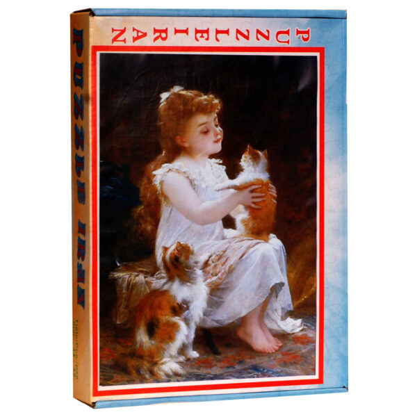 500-Teiliges Puzzle: Ein Mädchen mit ihren Katzen – Charmant & Spaßig