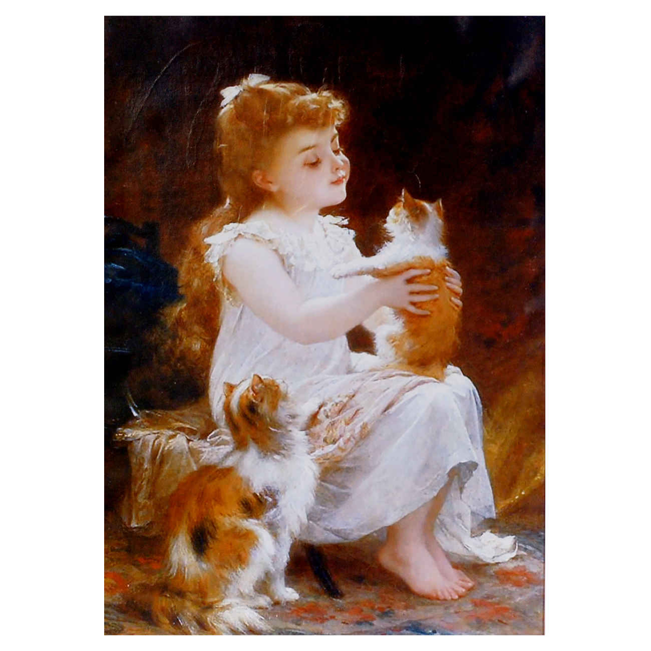 500-Teiliges Puzzle: Ein Mädchen mit ihren Katzen – Charmant & Spaßig