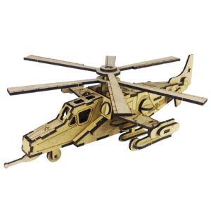 64-Teiliges Holz-3D-Puzzle Modellkit – Angriffshubschrauber