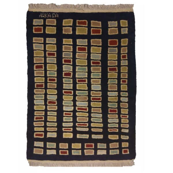 Persischer Gabbeh-Wollteppich handgewebt in Fars mit Rand braun