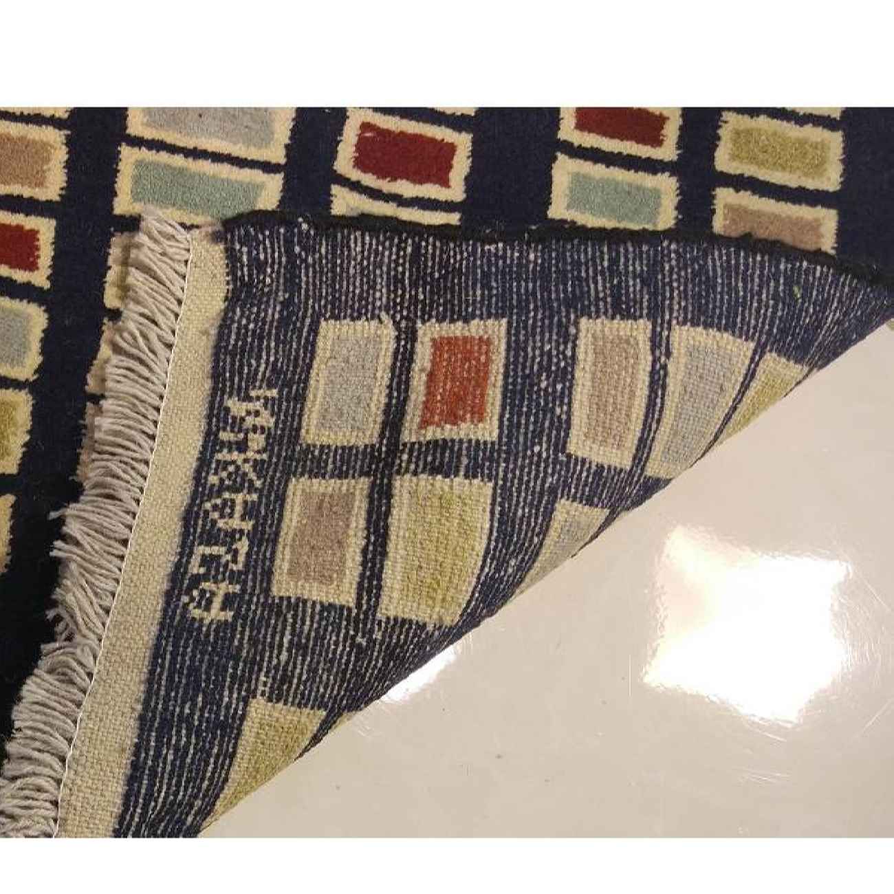 Persischer Gabbeh-Wollteppich handgewebt in Fars mit Rand braun