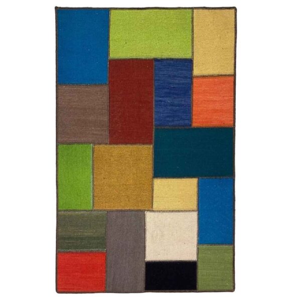 Persischer Woll Kelim Teppich handgewebt traditionell gestreift